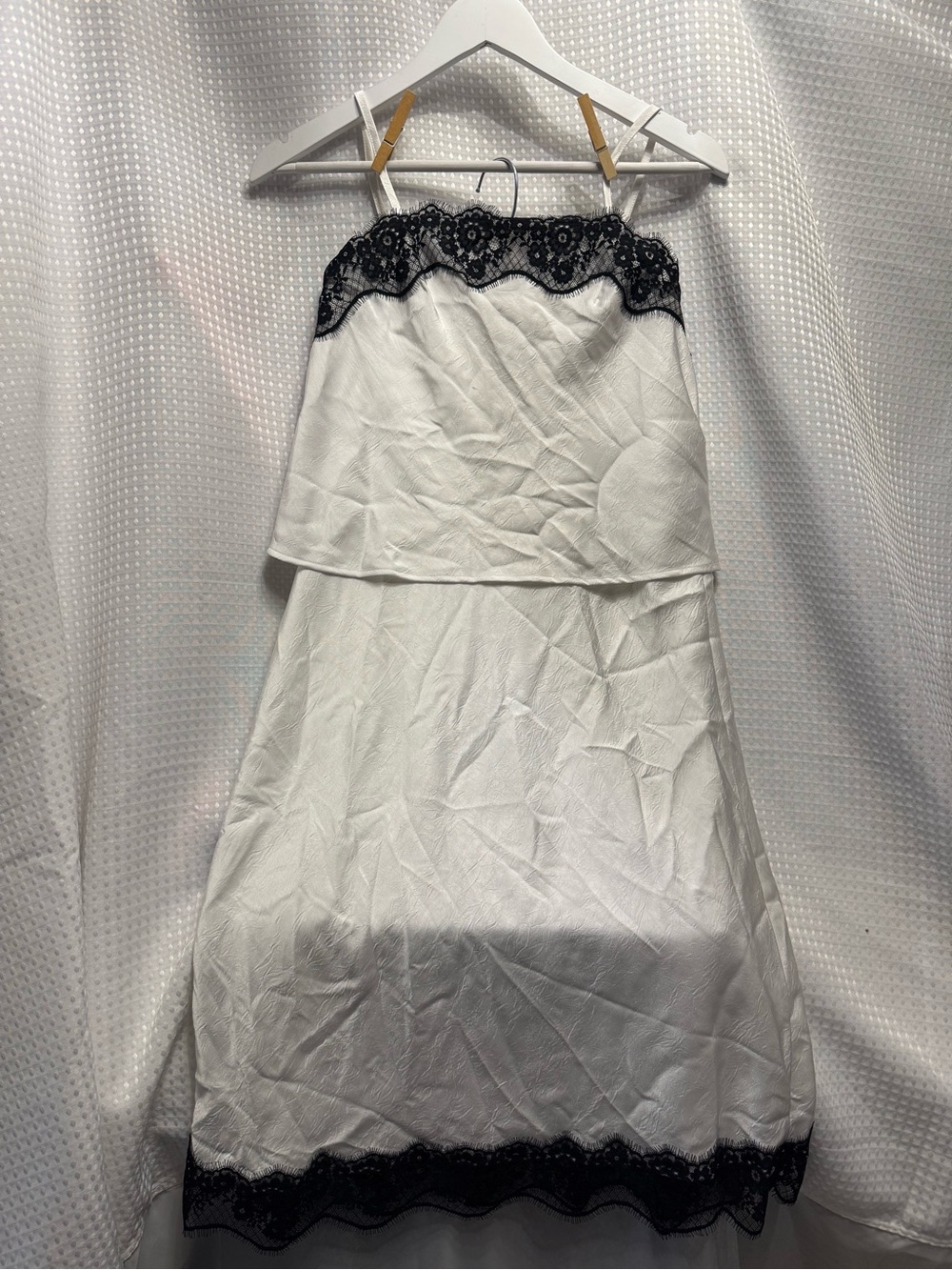 a new day White set with Black Lace Trim